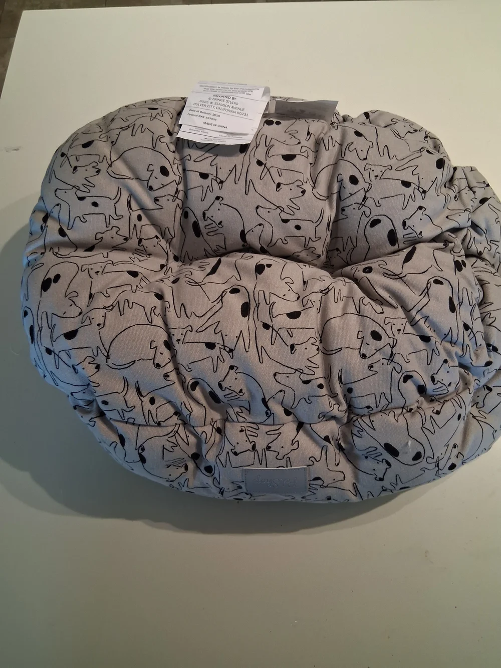 Gray Printed Pet Bed with Abstract Dog Pattern